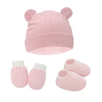 2-3pcs Spring and Autumn Baby Hat ear shape Bonnet Gloves Socks Set  Newborn Hats Fall Casual Photography Props Nightcap Fashion 2