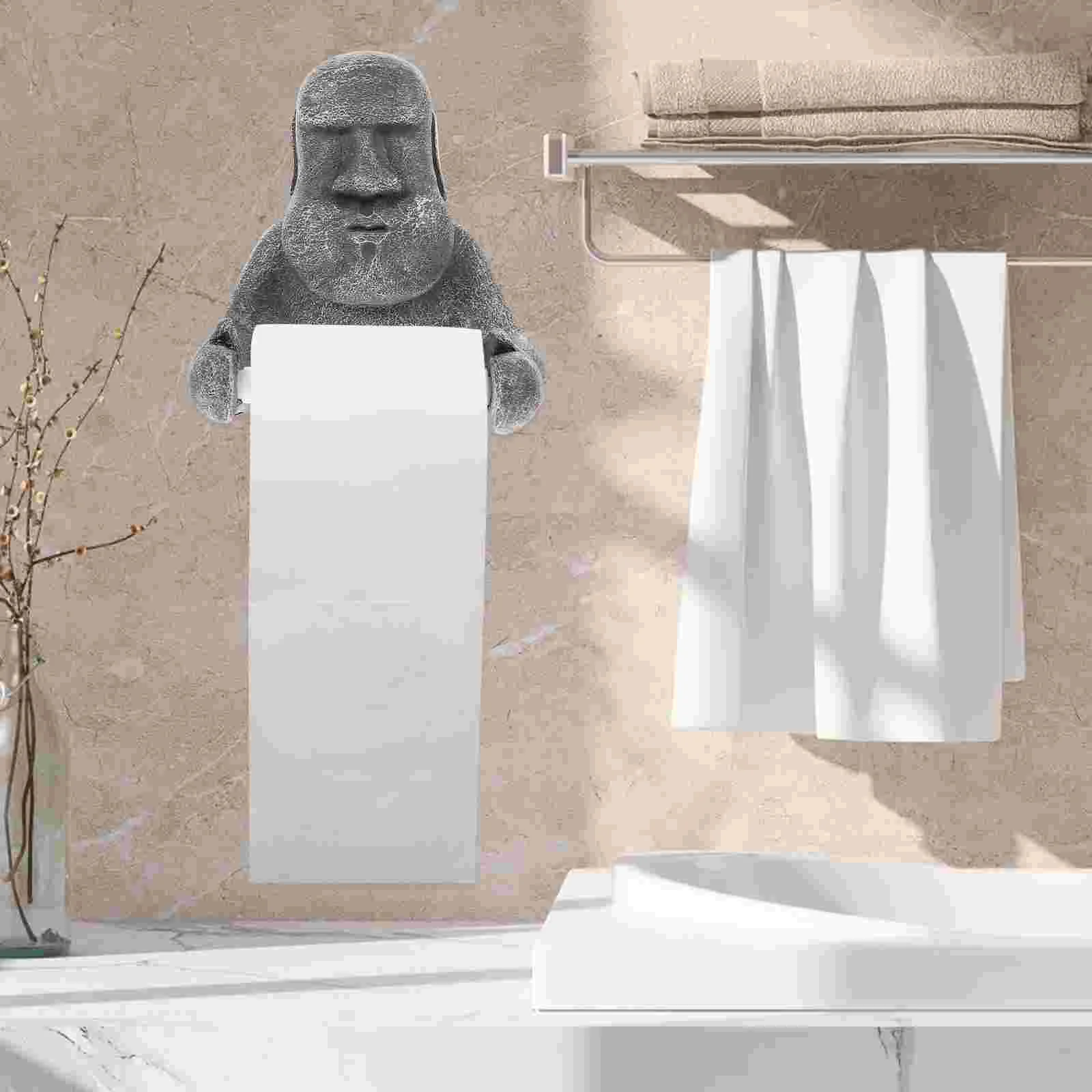 Moai Statue Paper Towel Holder Paper Towel Holder Resin Material Bathroom Tissue Box Home Storage Kitchen ganizer Dispenser 3