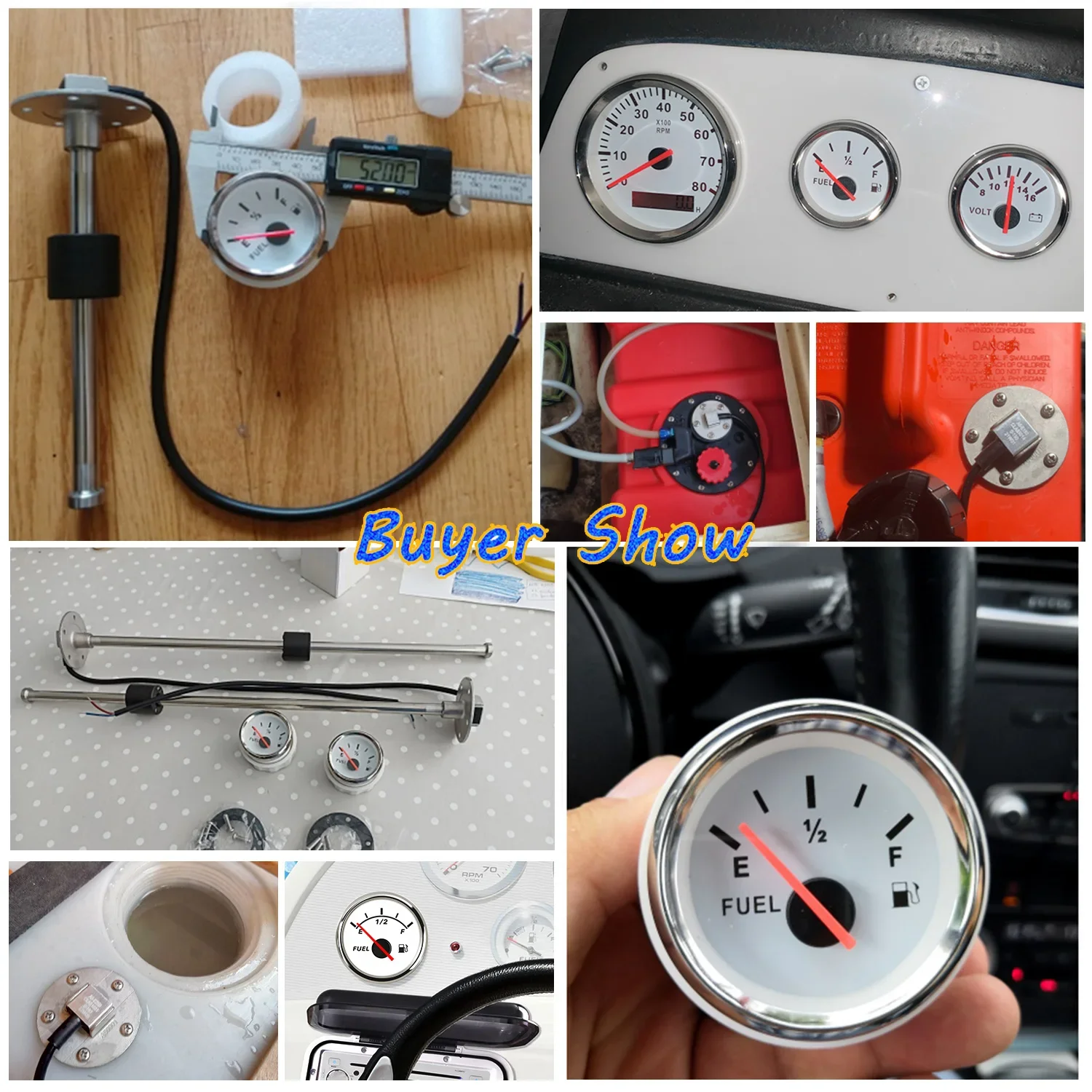 Red Backlight 52MM Fuel Level Gauge Pointer Oil Tank Meter 0-190ohm Fuel Tank F