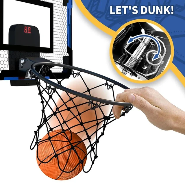 Over-The-Door Mini Basketball Hoop Includes Basketball & Hand Pump 2 Nets  Indoor Sports