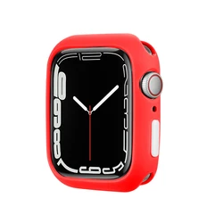 Colorful Soft Silicone Protective Case for Apple Watch - Stylish & Durable Bumper for Women (Red white)