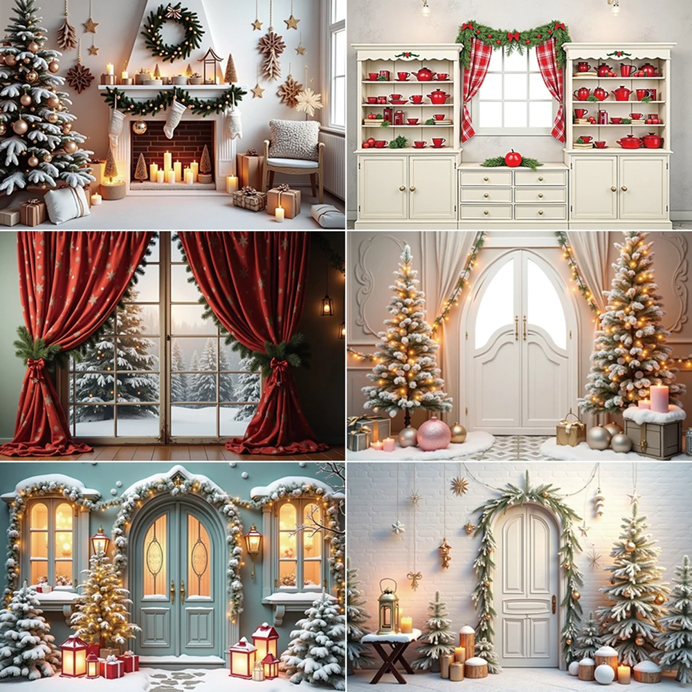 MOON.QG 2024 Christmas Photography Backdrop Big Xmas Tree New Year Background Home Decoration Photo Studio Photocall Accessories