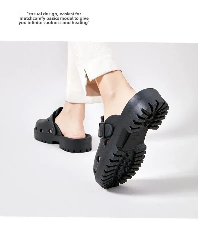 Sommer Neue Heels Clogs Frauen EVA Durchbrochene Sandalen Weiche Plattform Moderne Hausschuhe Straße Strand Rutschen Schuh Freizeit Maultiere Amagi – Detail 8