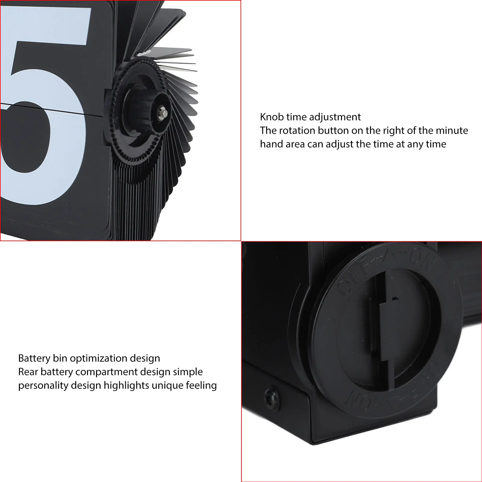 Desktop Mechanical Clock Stainless Steel and PVC Detachable Cards Battery Powered for Living Room table clock