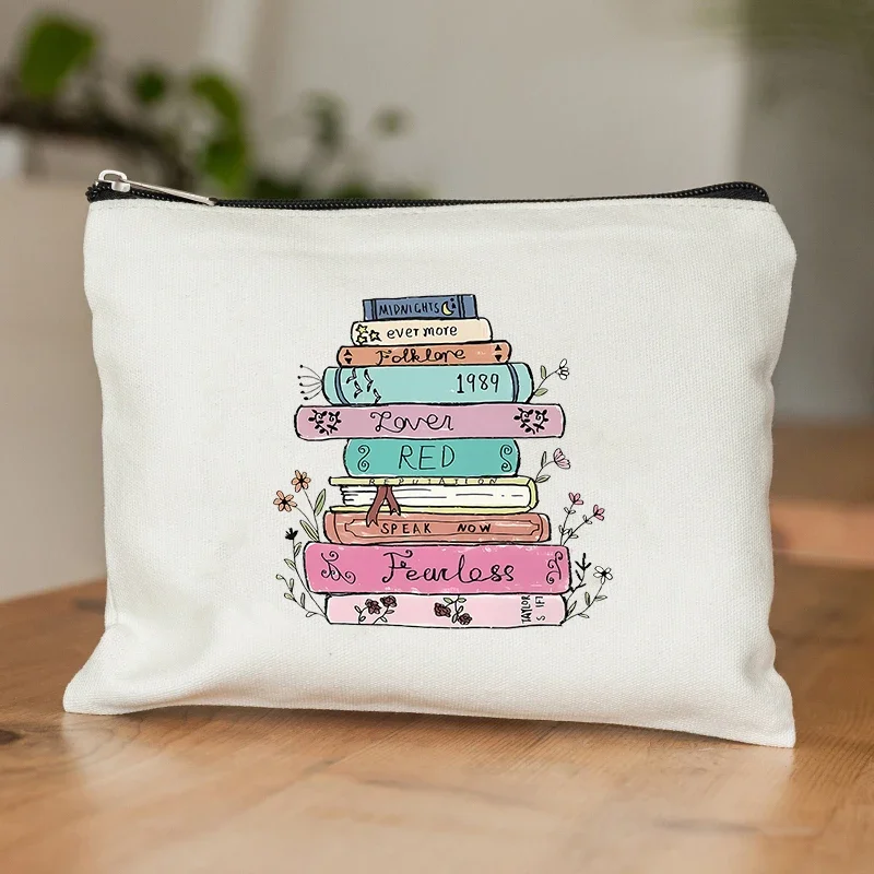 Floral Book Decor Print Makeup Bag Taylor Music Lover Gifts TS Fans Singer Song Album Lyrics Gift for Girl Women Friends Sister