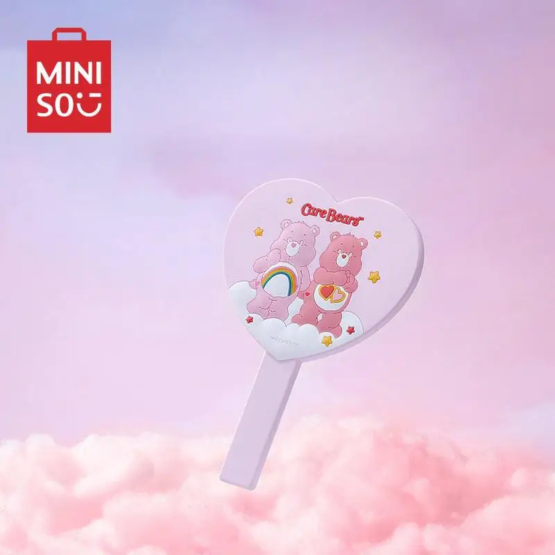 

Anime Catroon Carebears Pink Paradise Series Love Handheld Makeup Mirror Kawaii Love Bear Y2K Girls Cosmetic Accessories Gifts