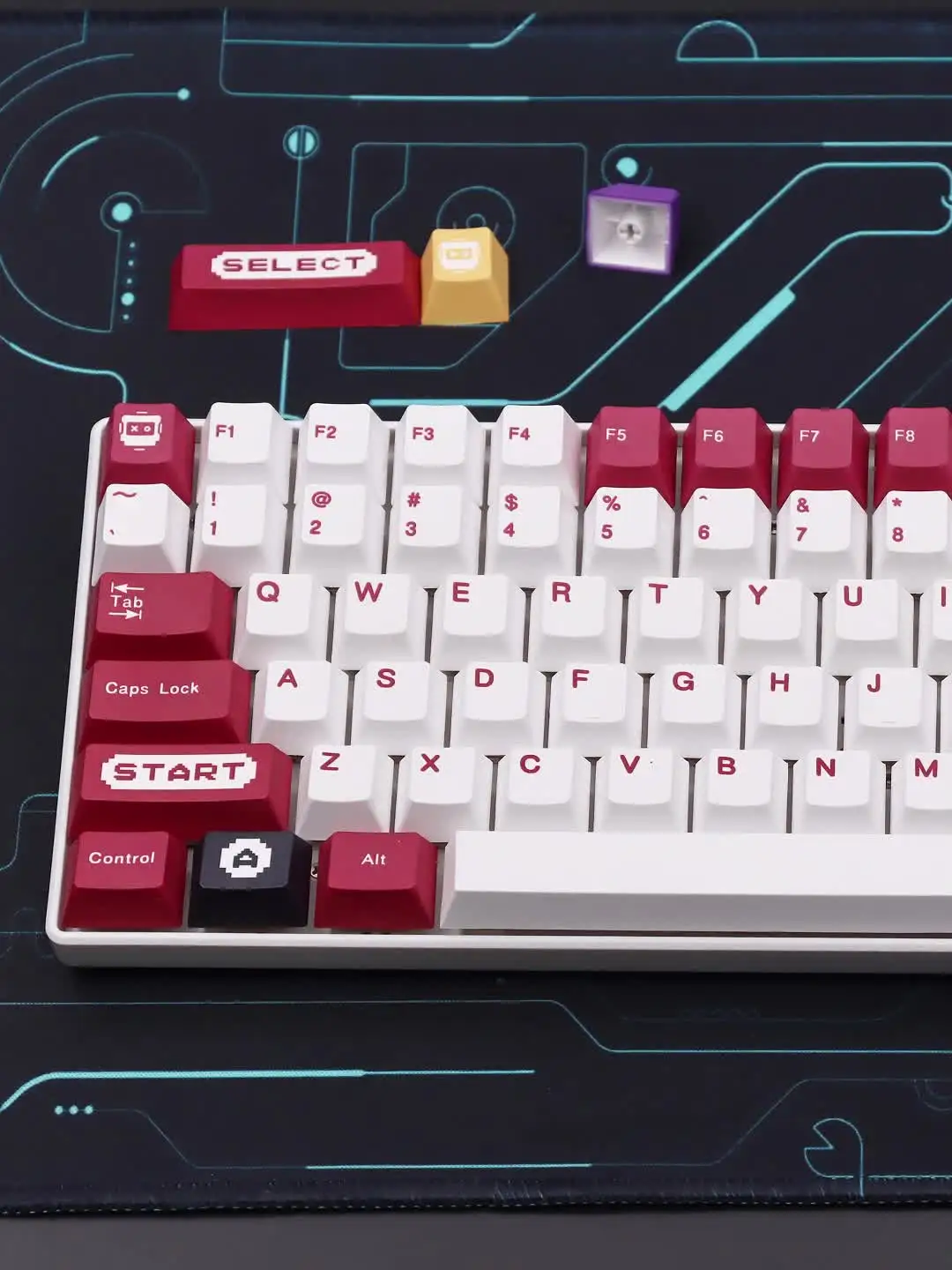 Jtk-クラシックなレッドとホワイトのメカニカルキーボード