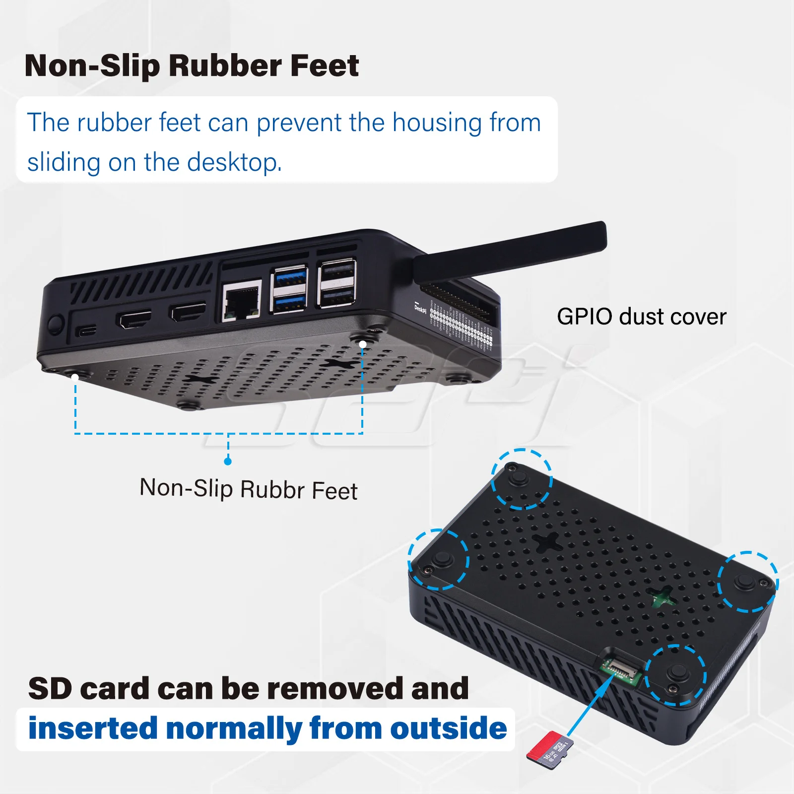 DeskPi Lite Pi5 Case ABS Enclosure Armor Lite V5 Support M.2 NVMe SSD for Raspberry Pi 5 raspberry pi case