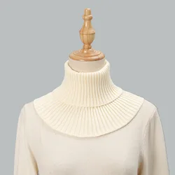 Women's Winter Scarf Neck Warmer Fashion Solid Color Woolen Knitted Thickened Fake Collar Neck Cover Clothing Accessories Gift