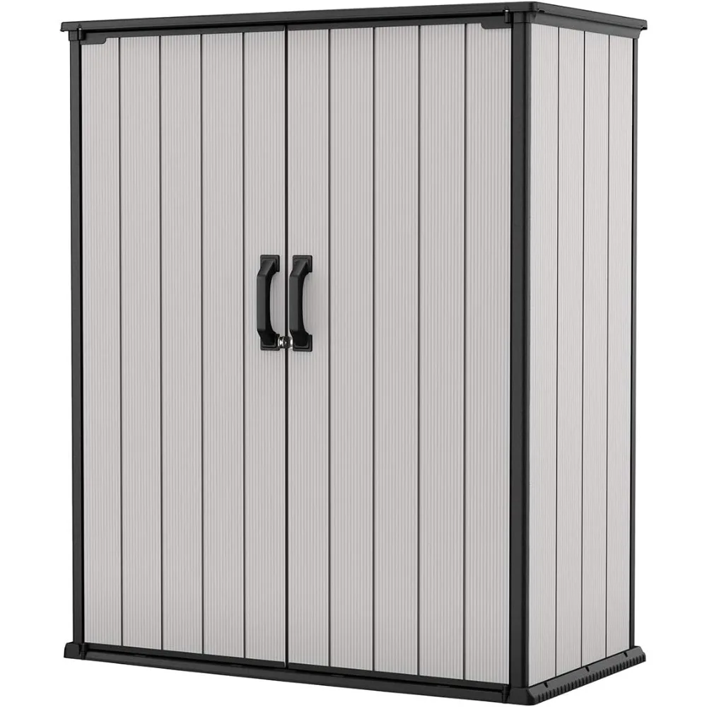 

Premier Tall 4.6 x 5.6 ft. Resin Outdoor Storage Shed with Shelving Brackets for Patio Furniture, Pool Accessories,