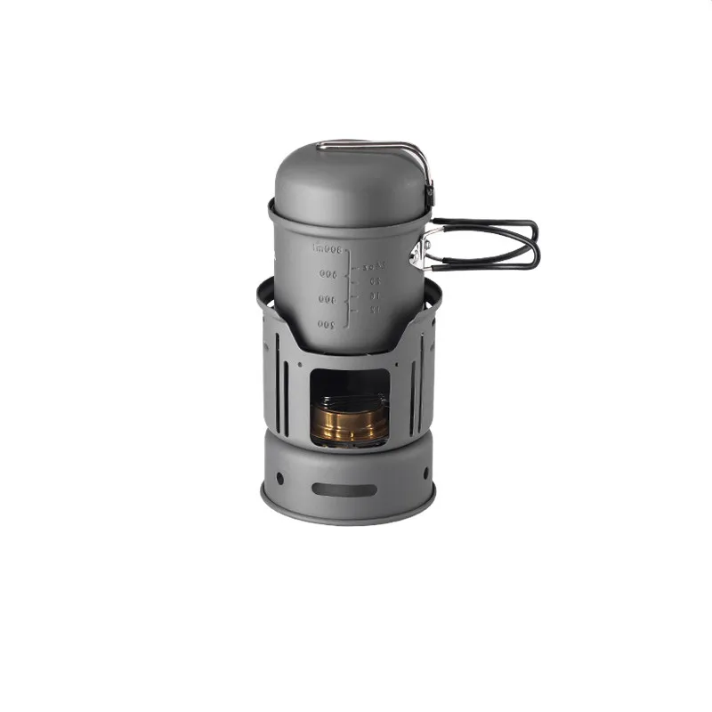 Outdoor Camping Alcohol Stove ALOCS CW-C01 Windproof Aluminium Alloy Pot Set Portable Stackable Storage All-in-one Alcohol Stove