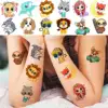 50 PCS 3D Cute Animals Temporary Tattoos For Men Women, Cartoon Animals Lion Dog Cat ZOO Fake Tattoo Sticker Kids Birthday Gifts 3