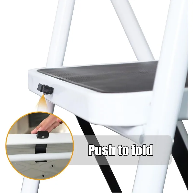 3 Step Ladder, 400lbs Ergonomic Folding Stool with Anti-Slip Pedal, Step Stool with Padded Handle for Kitchen 3