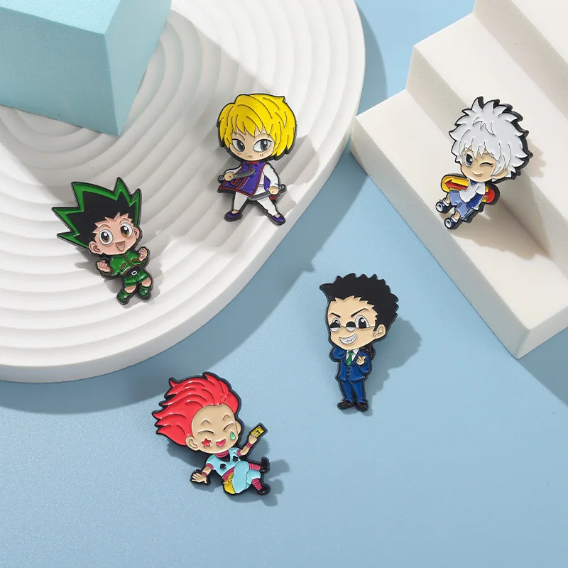 Hunters Enamel Pin GON Killua Kurapika Leorio Hisoka Brooch Lapel Badge Anime Jewelry Gift for Fans