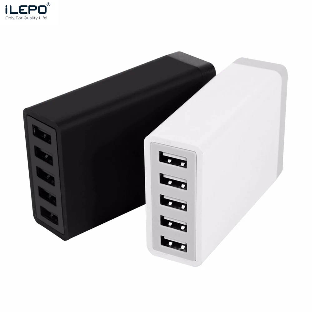 Caricabatterie Multi Usb A 5 Porte Ilepo 40W Per Iphone Samsung Cellulare Dispositivo Di Ricarica Intelligente Docking Station Adattatore Universale