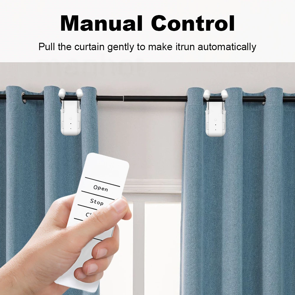 Tuya WiFi Smart Electric Curtain Robot 3 In 1 Roman Rod Curtain Robot  With Wireless Hub Voice Control For Alexa Google Home
