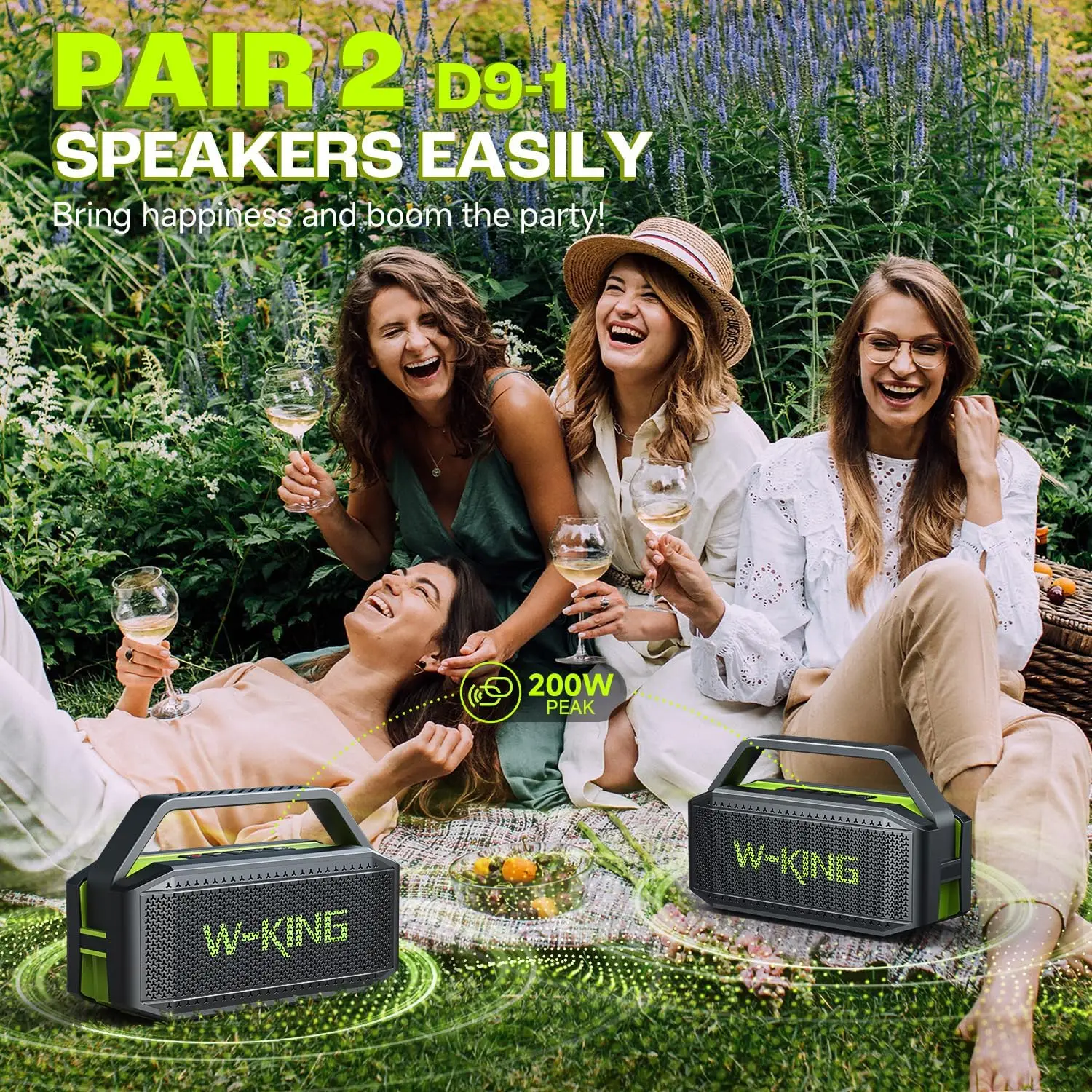 W-KING 100W PEAK 60W Bluetooth Speaker Portable Speakers Bluetooth Wireless Loud Outdoor Waterproof IPX6 Party Boombox 4