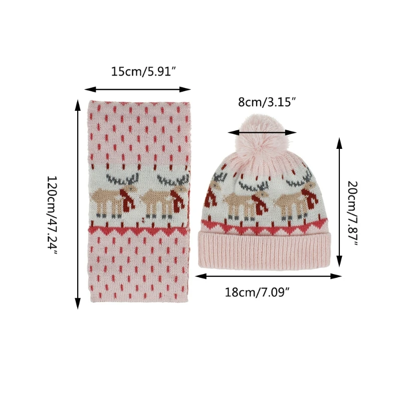 Christmas Deer Pattern Children Hat Scarf Set Autumn And Winter Warm Boys And Girls Baby Christmas Gift Cartoon Jacquard