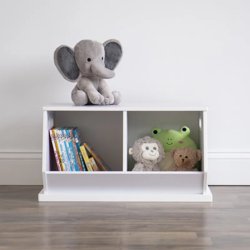 

Humble Crew Children Wood and Fabric Toy Storage Racks White 14.00 x 22.00 x 13.00 Inches