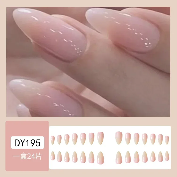 Almond-Shaped Strawberry French Design False Nails - 24-Piece Wearable Art Set
