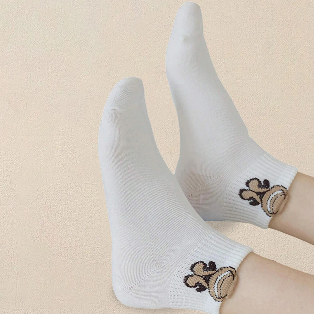 Women Socks 5/10/20 Pairs Cartoon Teddy Bear Patterned Ankle Versatile Fashionable Creative Breathable Comfortable Casual