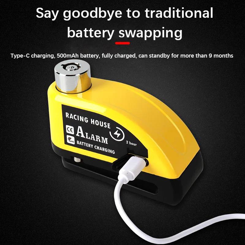 Motorcycle Disc Brake Lock Waterproof Anti-Theft Alarm