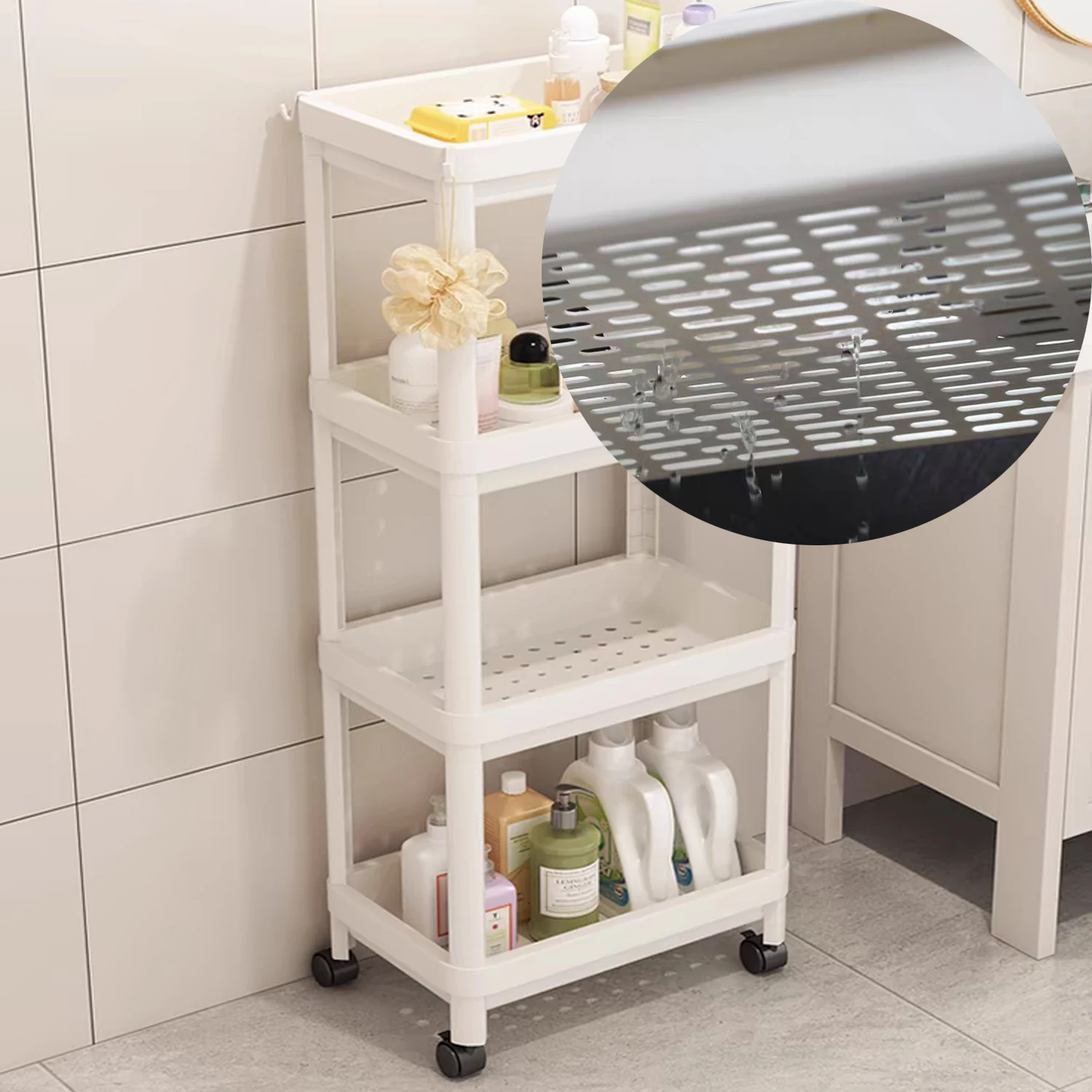 Rolling Storage Cart 3/4 Layers Organizer Mobile Shelving Unit Large Capacity for Kitchen Office Bathroom Laundry Living Room