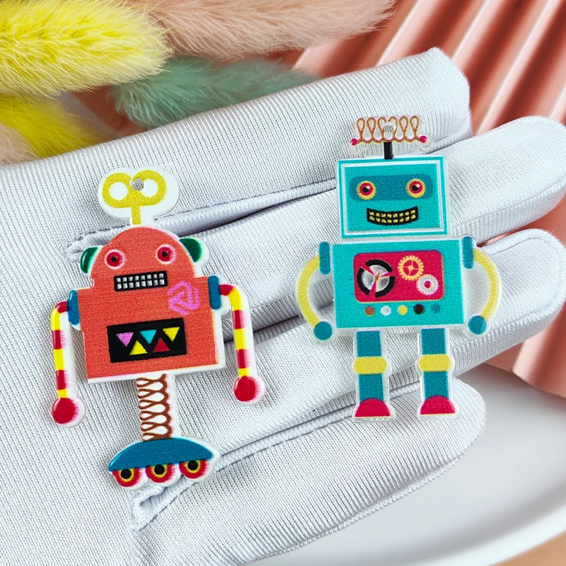 10 шт. акриловые подвески в виде роборта, ранние серьги, брелок, интеллектуальные подвески для людей с искусственным интеллектом