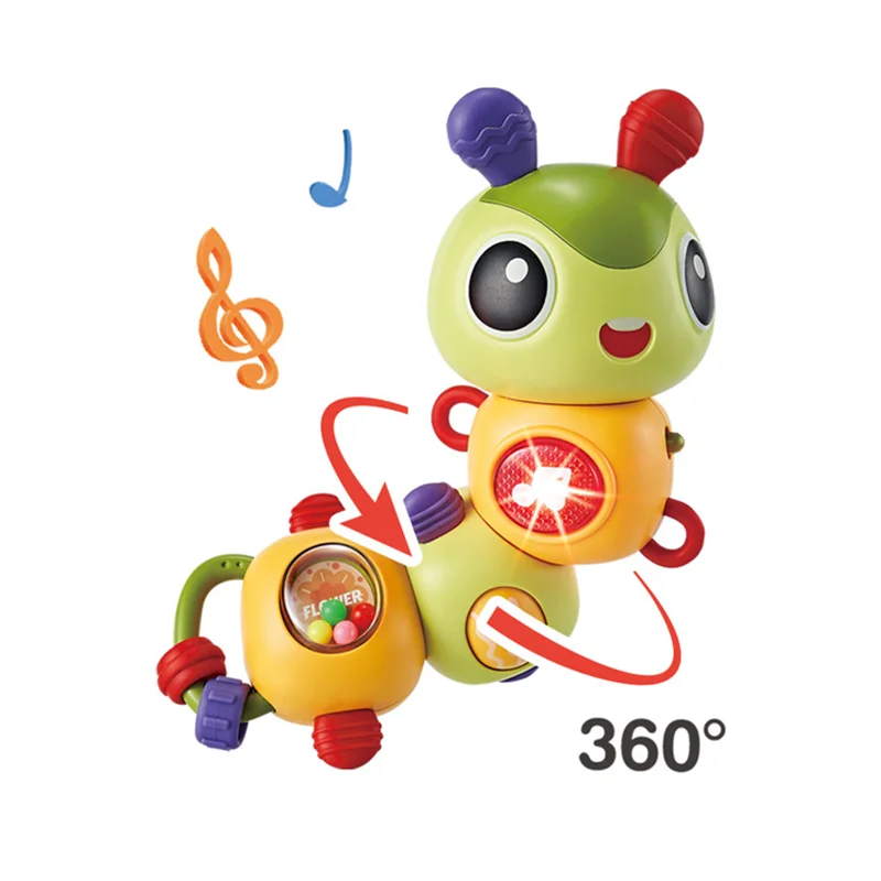 Baby's sound and light transition cartoon caterpillar, with lighting, music, puzzle and fun early education baby toys 4