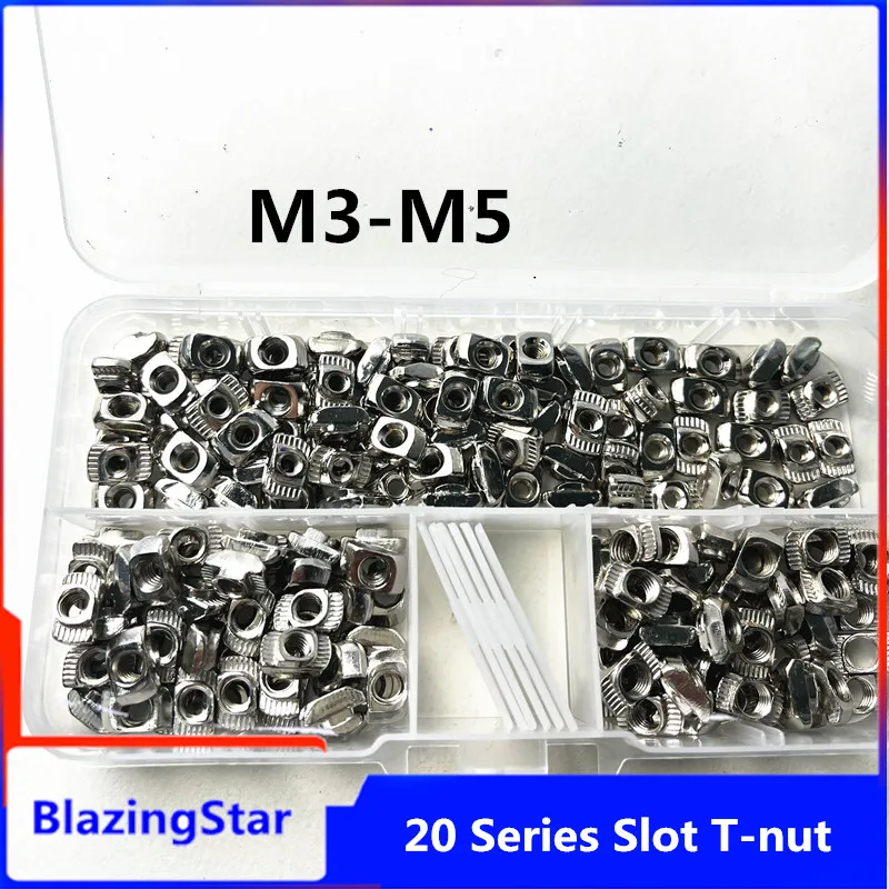 150 Pieces 2020 Series T Nuts T-Slot Hammer Head Fastener Nickel-Plated Carbon 