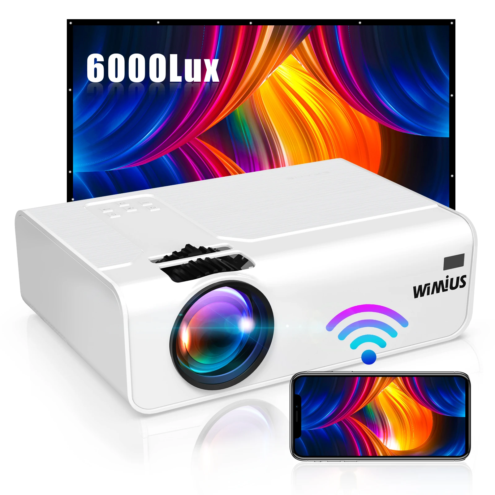 Wimius Mini Proiettore K2 Wifi Portatile Home Theater Cinema Telefono Android 6000 Lunens Proiettore Full Hd 1080P Per Proiettore Domestico