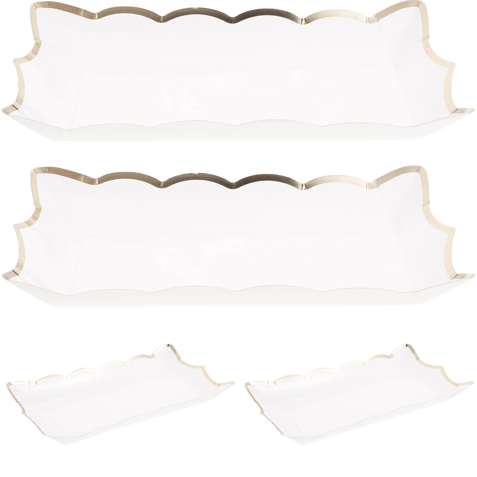 4 Pcs Square Plate White Serving Platters Bowl Fruit Trays Disposable Elegant Cake Dessert Party Trays Food Safe 2