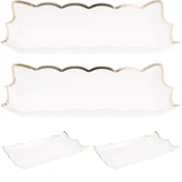 4 Pcs Square Plate White Serving Platters Bowl Fruit Trays Disposable Elegant Cake Dessert Party Trays Food Safe 2