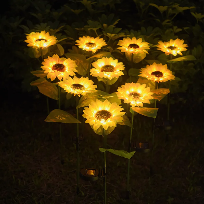 Solar Sunflowers LED Light Outdoor Waterproof Home Flower Lamp Courtyard Pathway Garden Decoration Lamp Lawn Landscape Lighting 6