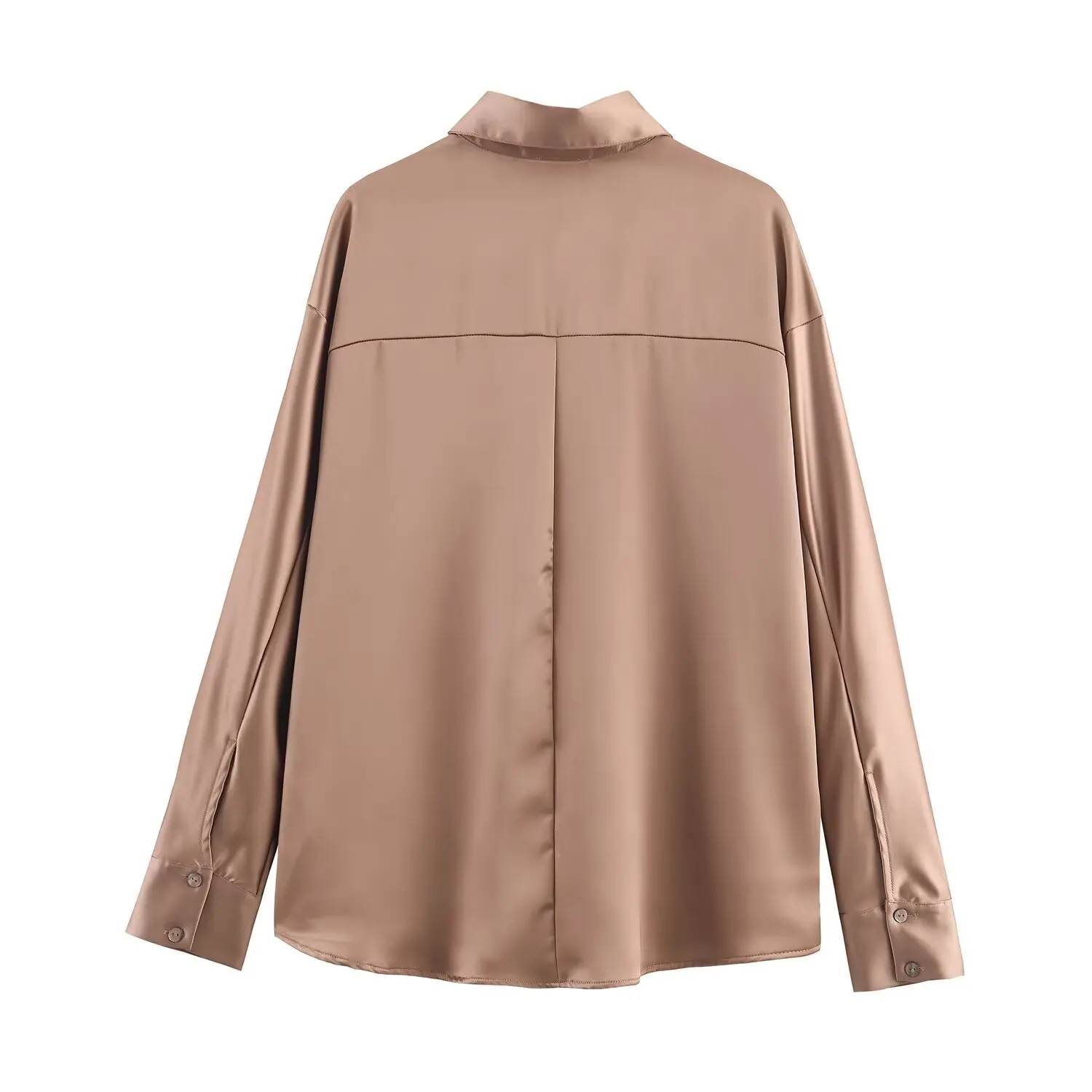 Women Spring Autumn Satin Texture Long Sleeve Shirt Female Single Button Solid Simple Style Lady Business Commuting Shirt Top