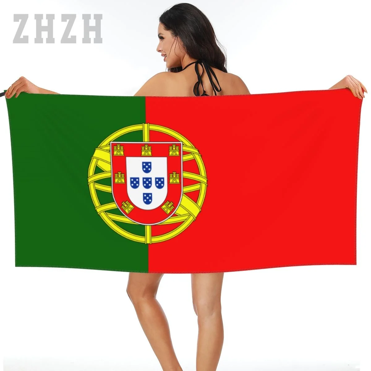 

More Design Portugal Flag Emblem Bath Towel Quick dry Microfiber Absorbing Soft Water Breathable Beach Swimming Bathroom