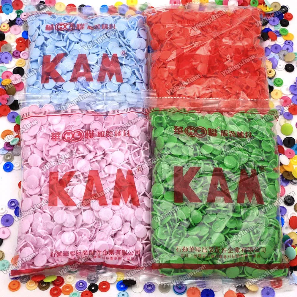Snap Fastener Kit Satin Cloth Buttons 100Sets KAM Round Snaps Buttons T5 Plastic Press Button Fastener Snap For Clothes Accessories 35Colors