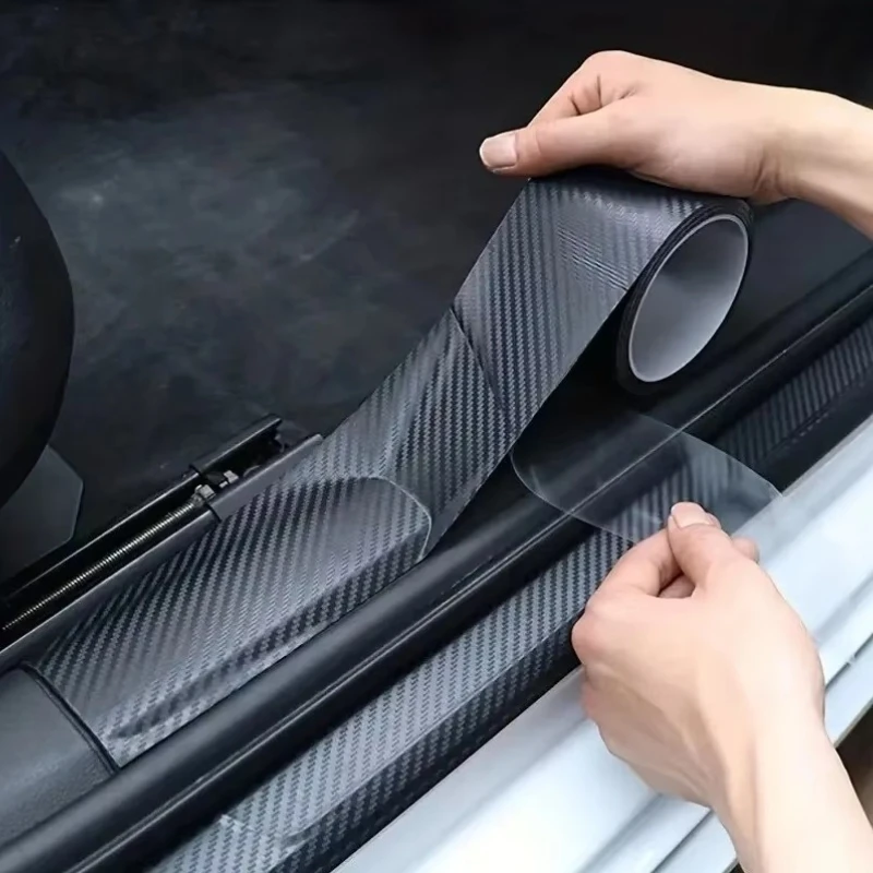 Carbon Fiber Sticker 3D Paste Car Threshold Protective Film Anti Scratch Waterproof for Car Body