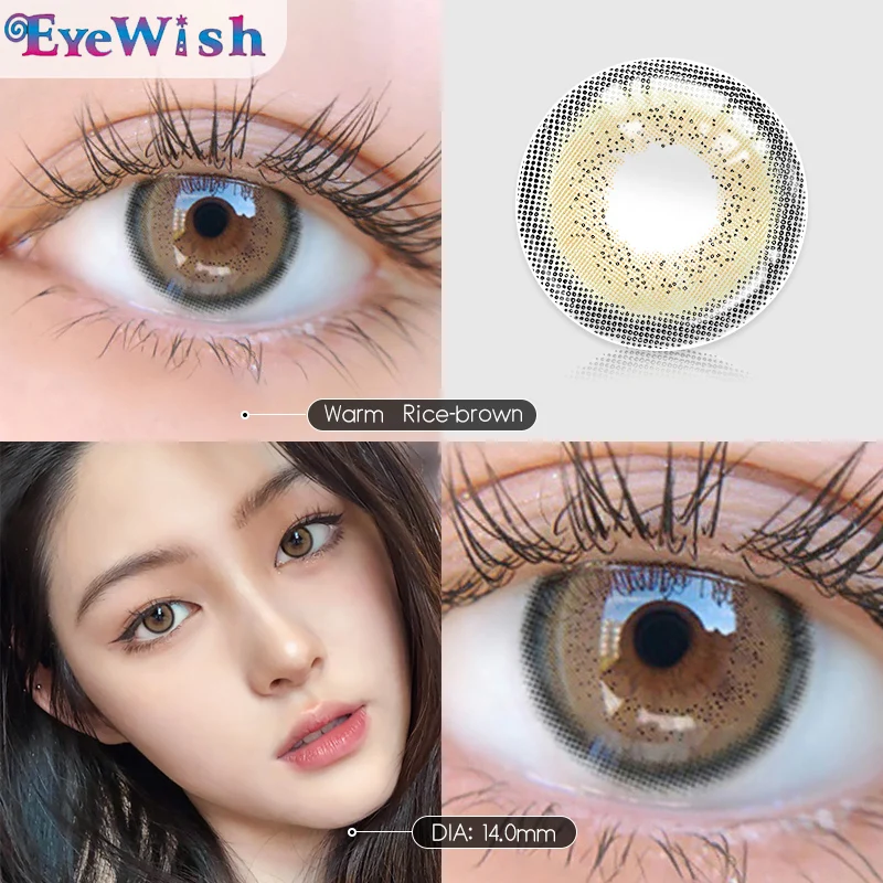 

EYEWISH-1 Pair Natural Brown Pupil Color Lenses Yearly Beauty Contact Lenses For Eyes Cosmetic Colored Eye Lenses Myopia 14.0mm