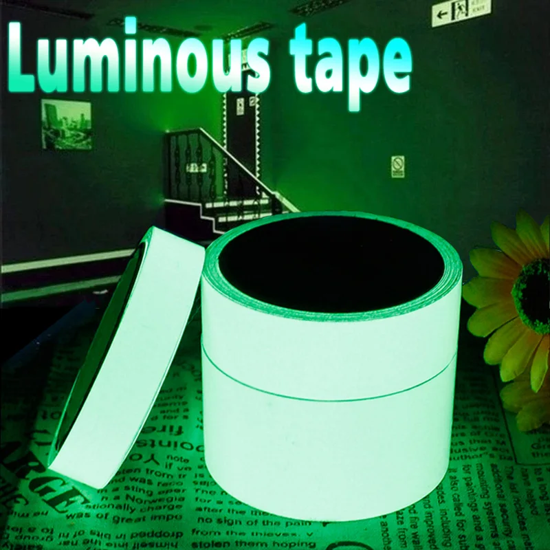 5 Sizes Luminous Fluorescent Night Self-adhesive Glow In The Dark Sticker Safety Security Home Decoration Warning Adhesive Tape