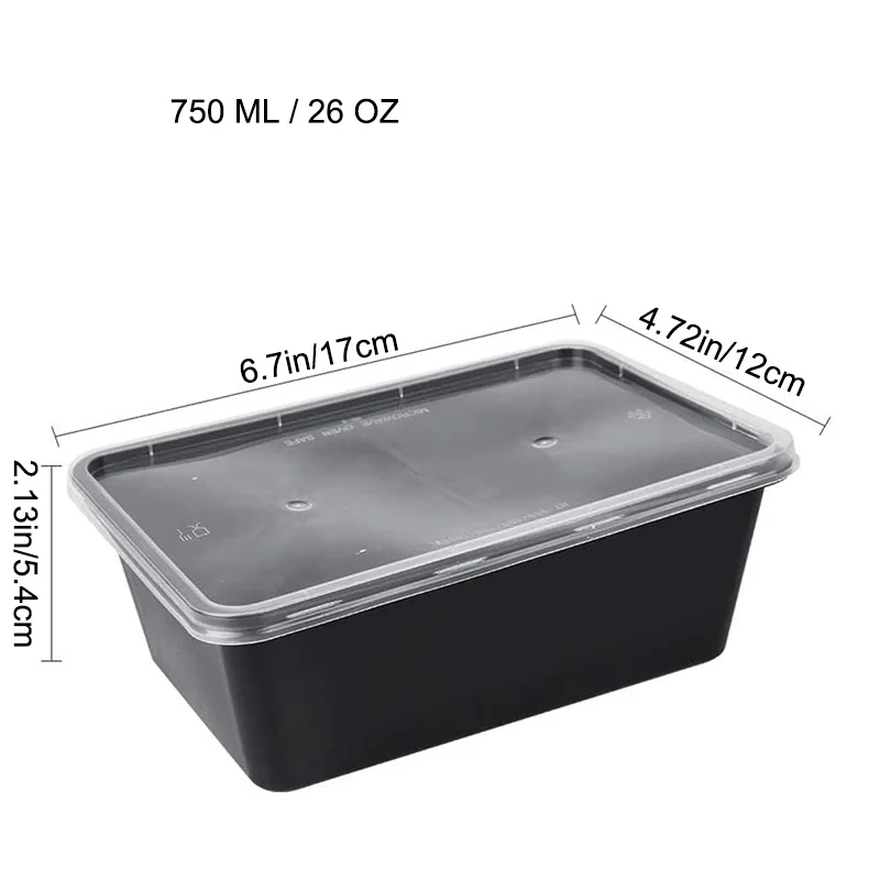Description Picture 4 of item50pcs Disposable Packing Box Reusable Meal Prep Containers Microwavable Dishwasher Safe Portable Food Boxes Kitchen Accessories