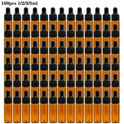 100pcs 1/2/3/5ml Empty Dropper Bottle Glass Refillable Bottle Perfume Container With Pipette For Essential Oil Cosmetic Bottles