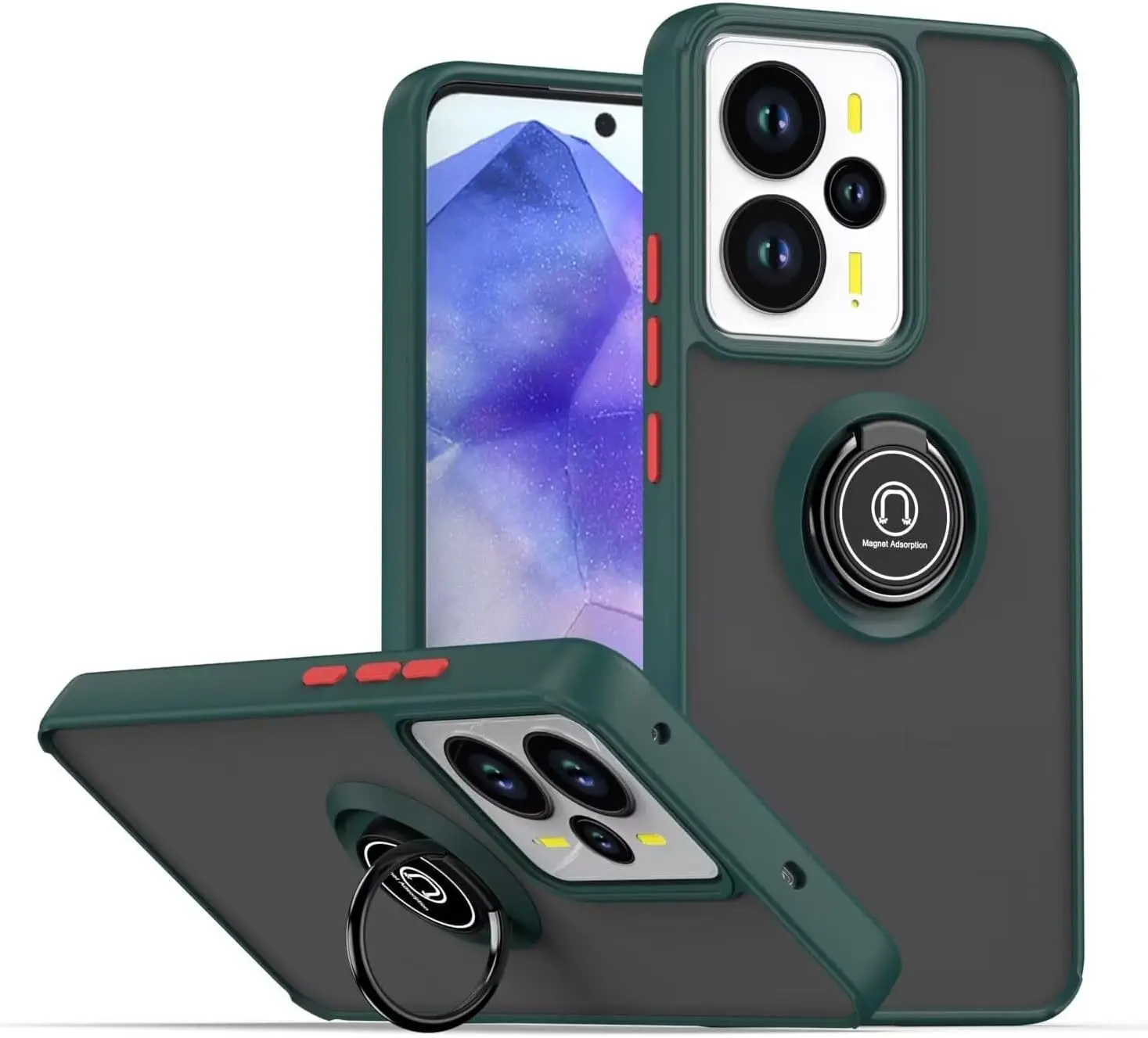 Shockproof Armor Matte Case with Magnetic Ring Stand Holder