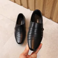 туфли Boy's Leather Shoes Spring Autumn Pointed Toe Formal Dress Shoes British Style Black White Kids Shoes Party Wedding Flats 2