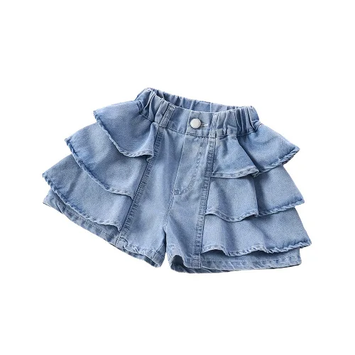 Children's Clothing Summer Baby Girl Denim Shorts Thin Kids Cake Lace Skirt Pants
