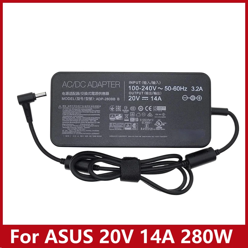 純正 ASUS 280W ゲーミング ACアダ プター プラグ6.0x3.7mm ASUS 純正新品 20V 14A ROG G703 GX703 用ADP-280EB B 280W AC