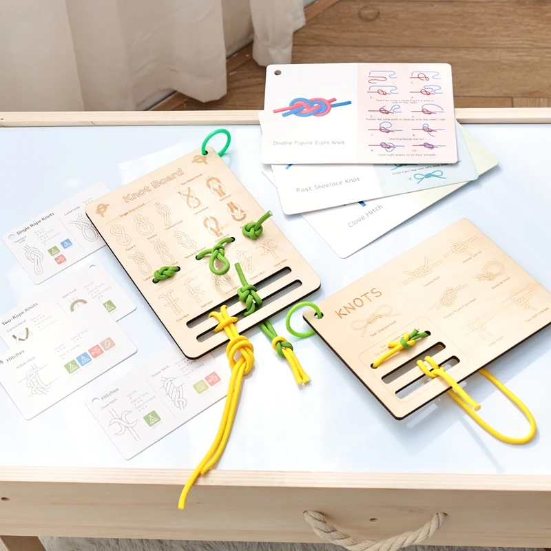 Knoten-Lern-Trainingsbrett, Knoten-Lern-Set, Lernspielzeug für Kinder, Geschenk für Kinder, Lebenskompetenzen-Training, fördert logisches Denken – Detail 25