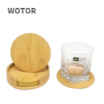 Leather Bamboo Coaster Set 1