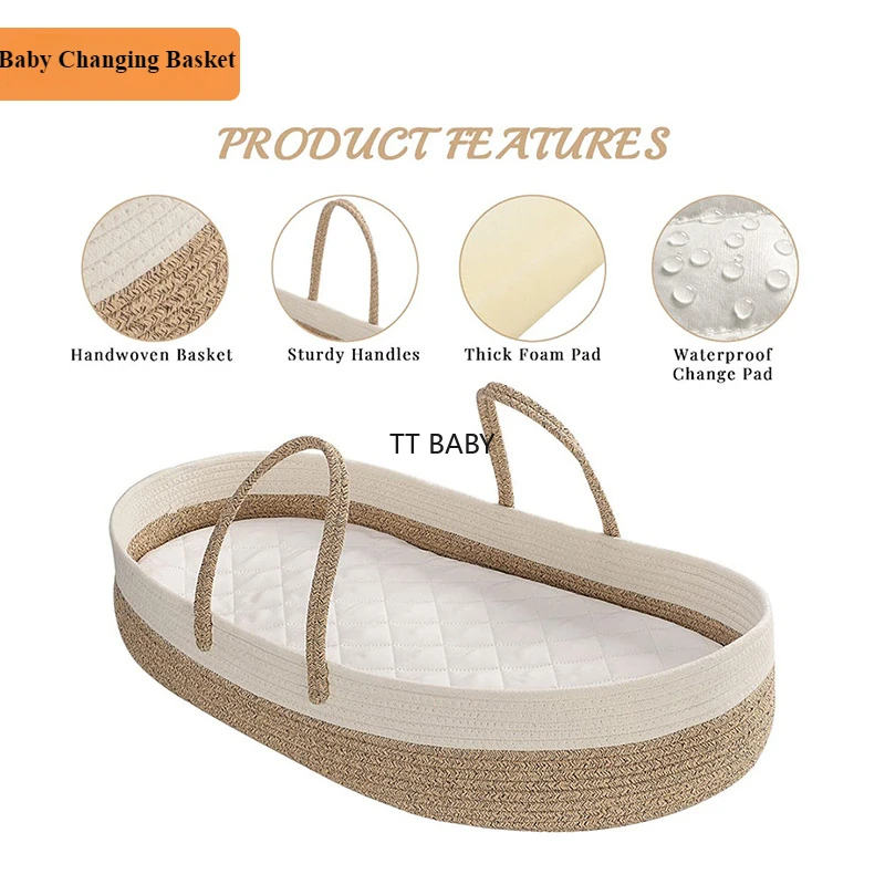 Baby Changing Basket , Blanket & Changing Pad for Dresser, Potable Baby Pad for Dresser, Moses Basket Newborns