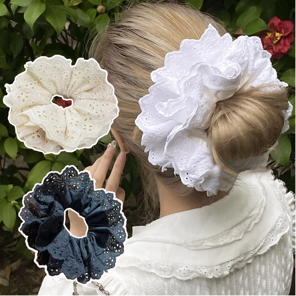 

1PCS Four Layer Oversized Lace French Hair Ring Lolita Lace Scrunchies Ponytail Holder Hair Ties Hair Accessories INS DIY Soft